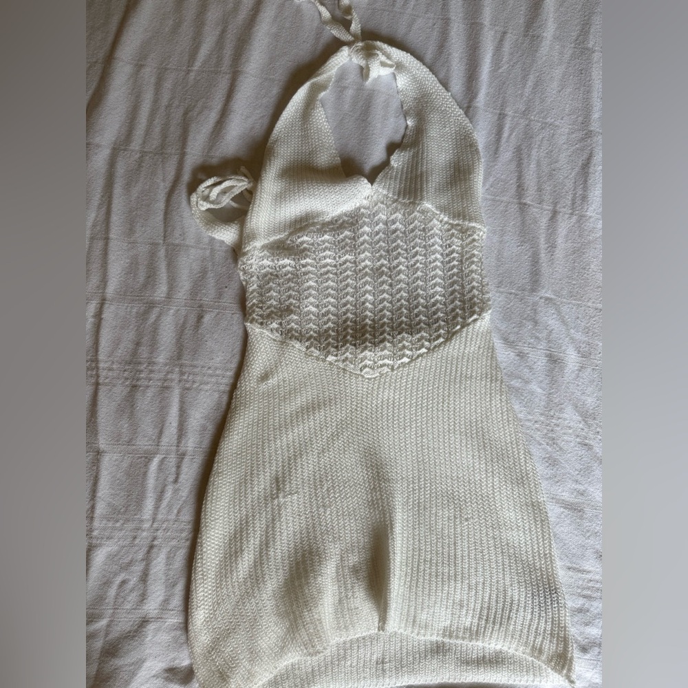 White Knit Halter Dress